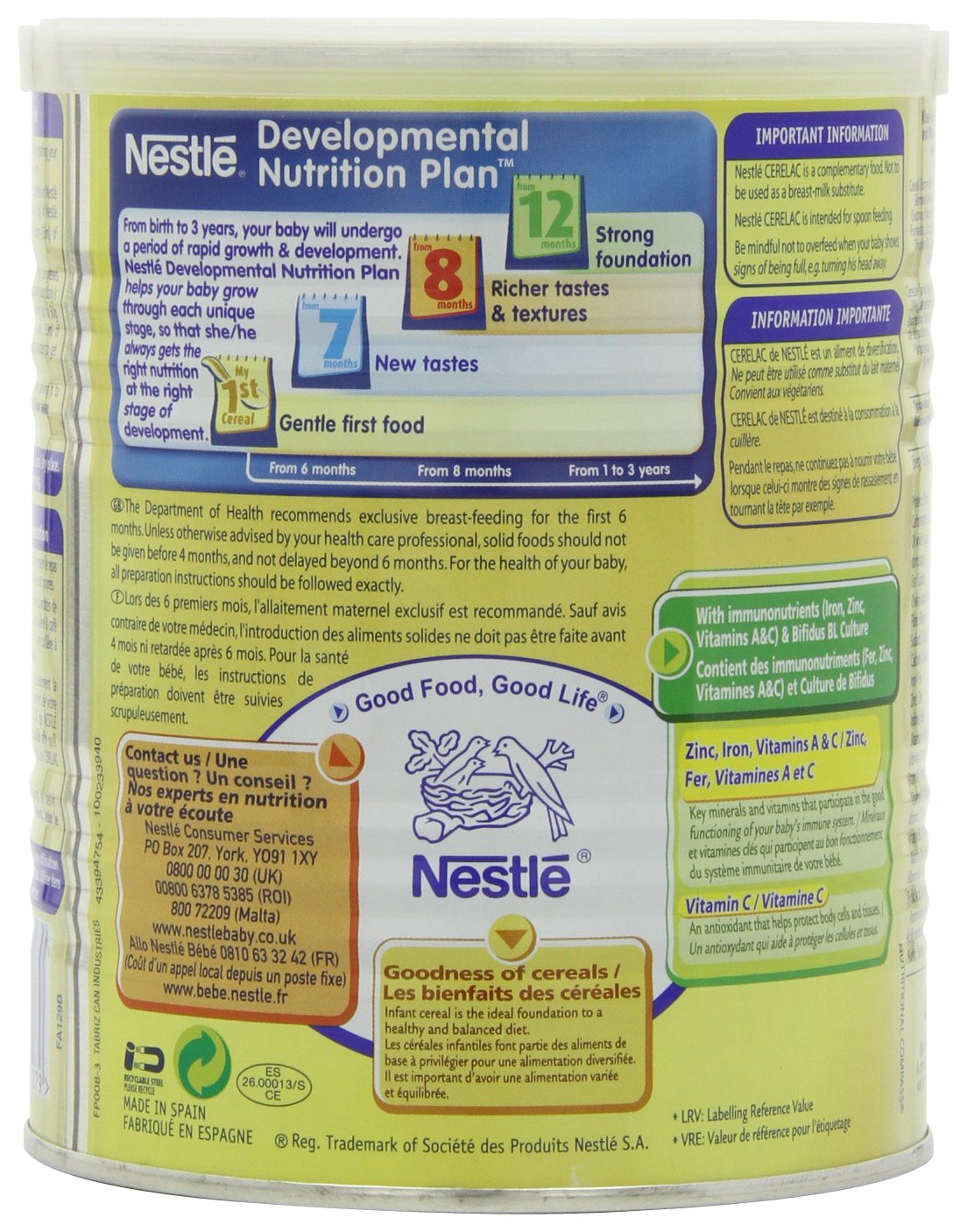 Nestle Cerelac, Wheat With Milk, 14.11-Ounce Cans (Pack Of 4)