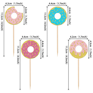 24 Pcs Donut Cupcake Toppers Glitter Super Sweet Donuts Cupcake Picks Donut Party Cupcake Decorations For Sweet Theme Celebratin
