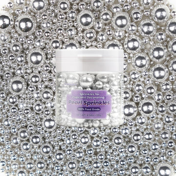 Dazzjoy Silver Pearl Sugar Candy Sprinkles, Edible Pearl Mix Size, 4.58Oz, Cake Decoration & Cake Toppers, Baking Cake Decoratio