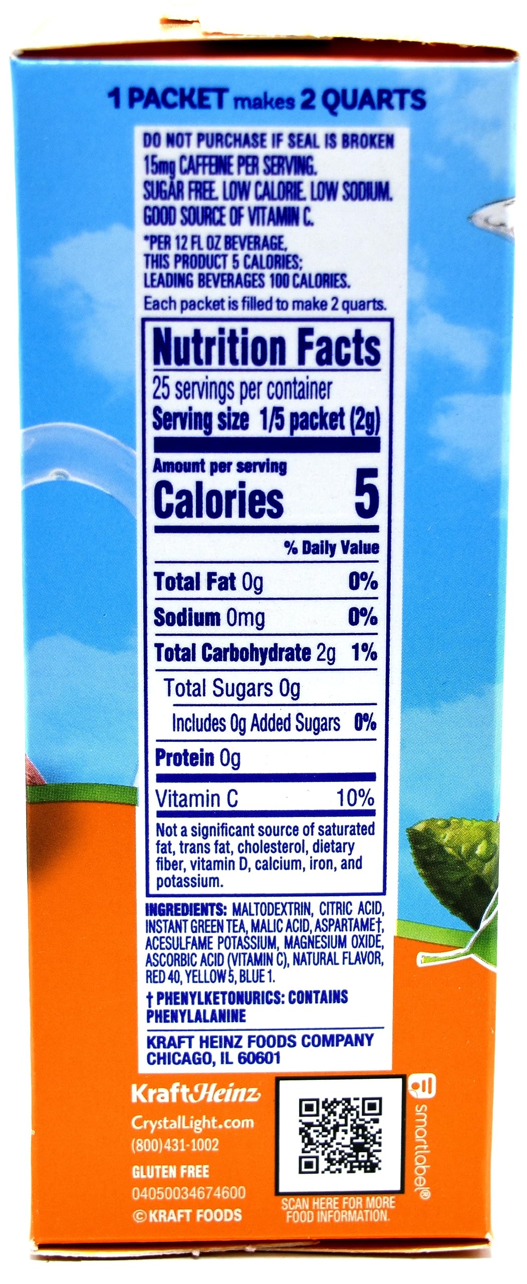 Crystal Light Peach Mango Green Tea Drink Mix, 10-Quart Canister (Pack of 3)