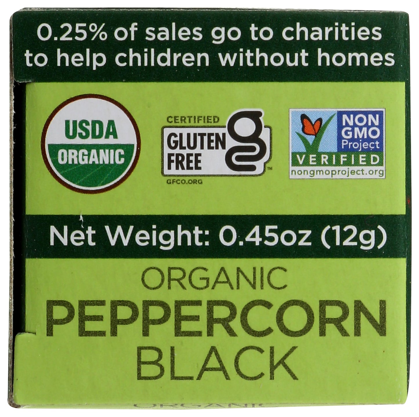 Spicely Organic Peppercorn Black Whole 0.45 Ounce Ecobox Certified Gluten Free