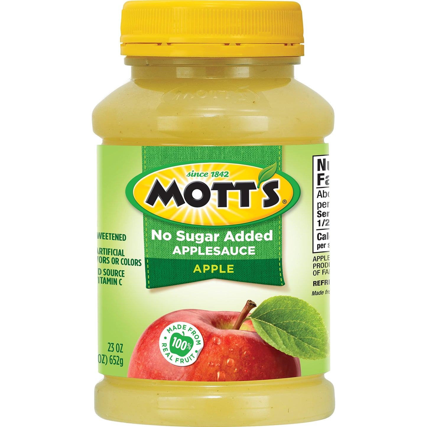 Motts No Sugar Added Applesauce, 23 Oz Jar (Pack Of 12), Good Source Of Vitamin C, No Artificial Flavors