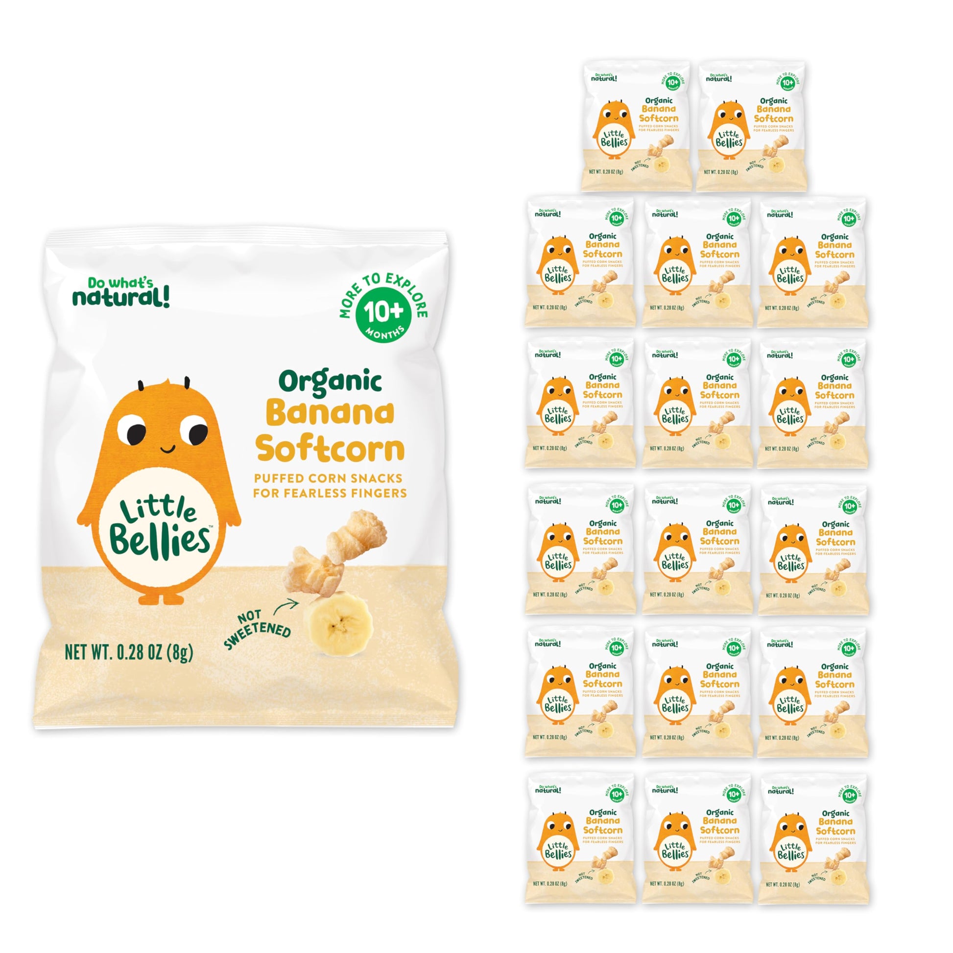Little Bellies Organic Banana Softcorn Baby Snack (Pack Of 18 X 0.28 Oz Individual Packs)