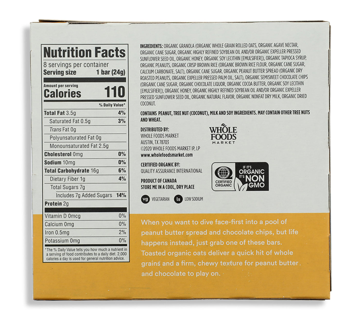 365 by Whole Foods Market Organic Chocolate Chip Peanut Butter Granola Bars, 8 Count