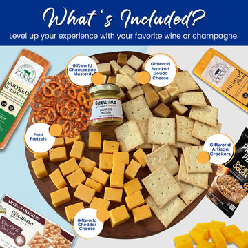 GiftWorld Cheese Gift Baskets Assortment Bundle - 5 Gourmet Food Items for Charcuterie Board, 24 Ounce