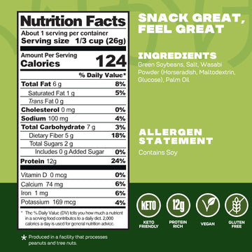 Where You Bean Edamame Beans Snack (Spicy Wasabi) - Crunchy And Dry Roasted Edamame Beans - High Protein Snacks, Keto And Vegan