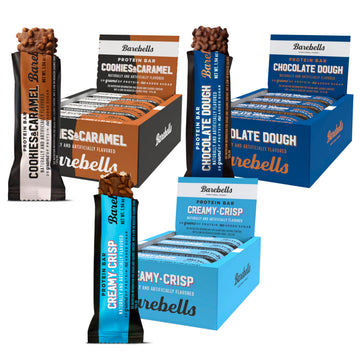 Barebells Starter Pack (3 Mix Pack) – 36 Total Bars, High Protein Snacks, With 20G Protein & No Added Sugar – On-The-Go Breakfast Or Post-Workout Treat, Cookies And Caramel, Creamy Crisp, Brownie Dough