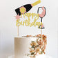 ZHUOWEISM Champagne Happy Birthday Cake Topper, Glitter Cheers & malt-inspireds, 1 Count, Multi Color