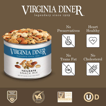 Virginia Diner Gourmet Snack Mix - Cashews, Sesame Sticks, Pepitas & Almonds - 18 Oz Tin