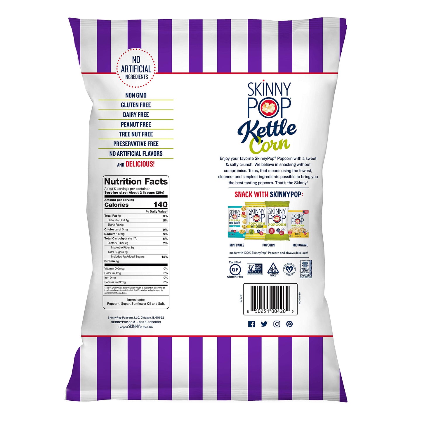 Skinnypop Popped Sweet & Salty Kettle Popcorn, Gluten Free, Vegan Popcorn, Non-Gmo, Healthy Popcorn Snacks, Halloween Snacks For