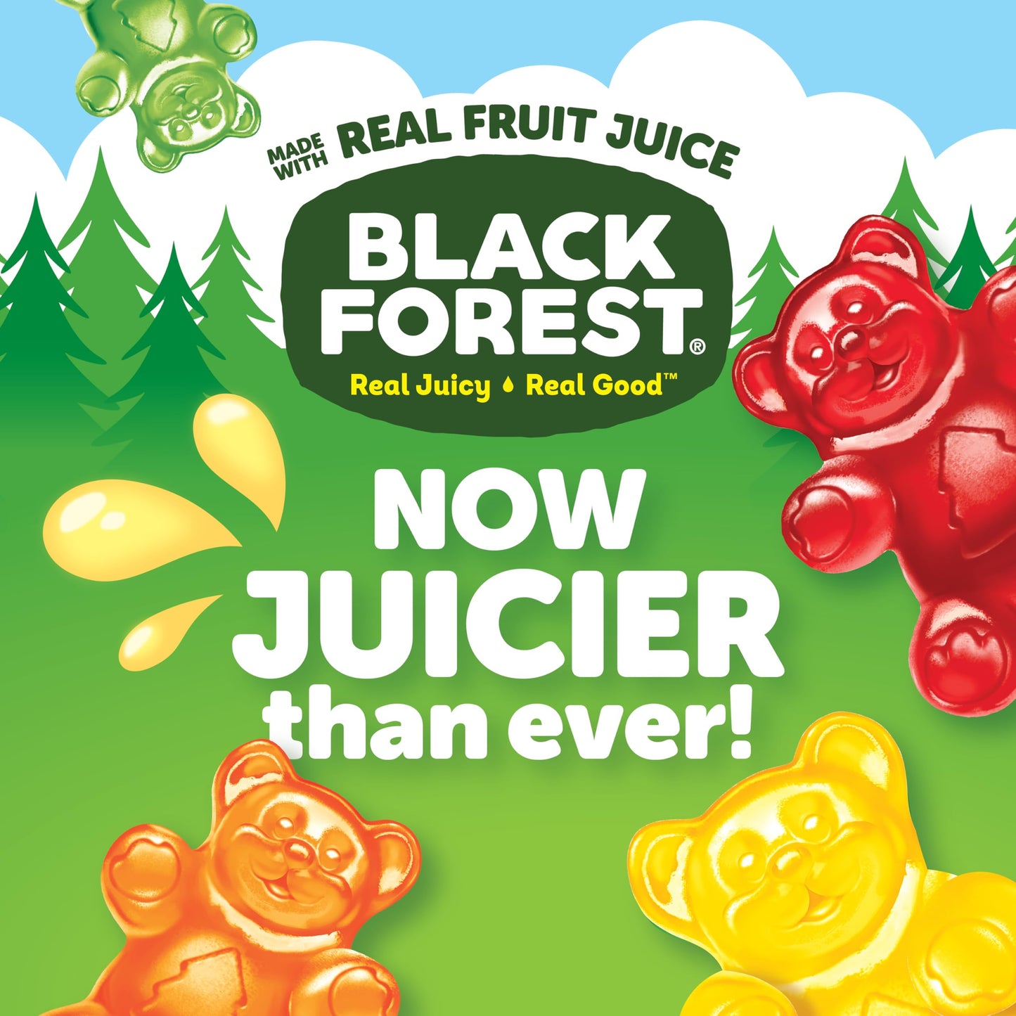Black Forest Gummy Bears Candy, Real Fruit Juice, 6oz Bags, Pack of 8
