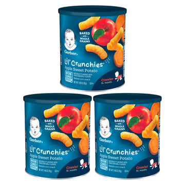 Gerber Lil' Crunchies Whole Grain Apple And Sweet Potato Flavored, Non Gmo, Crawler Stage And Up (1.48 Ounce (Pack Of 3))