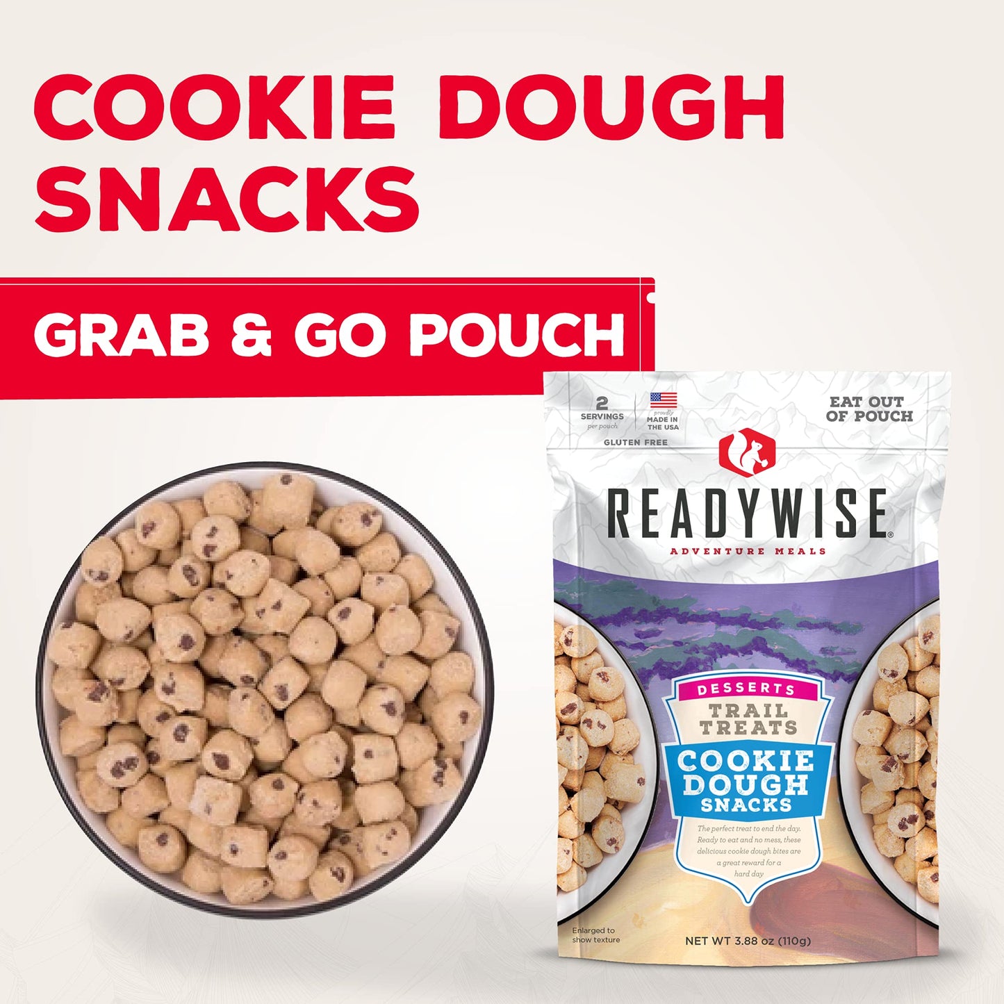 Readywise - Outdoor Cookie Dough Trail  , 2 Servings, Pack Of 1, Emergency Preparedness, Freeze Dried Food, Mre, Snack Pack, Survival Food, Emergency Food For Backpacking, Camping, And Hiking