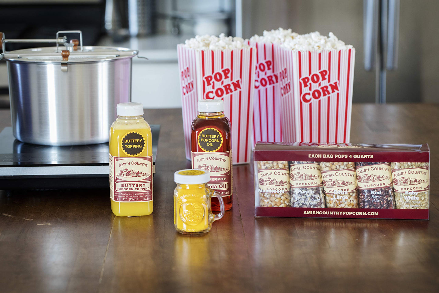 Amish Country Popcorn | 6 Quart Whirley Pop Stovetop Popcorn Gift Set | Old Fashioned, Non-Gmo And Gluten Free