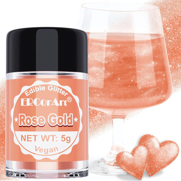 Edible Glitter - Rose Gold Luster Dust Edible for Drinks Cakes, Food Grade Cake Decorating Shimmering Glitter, Sprinkle Powder f