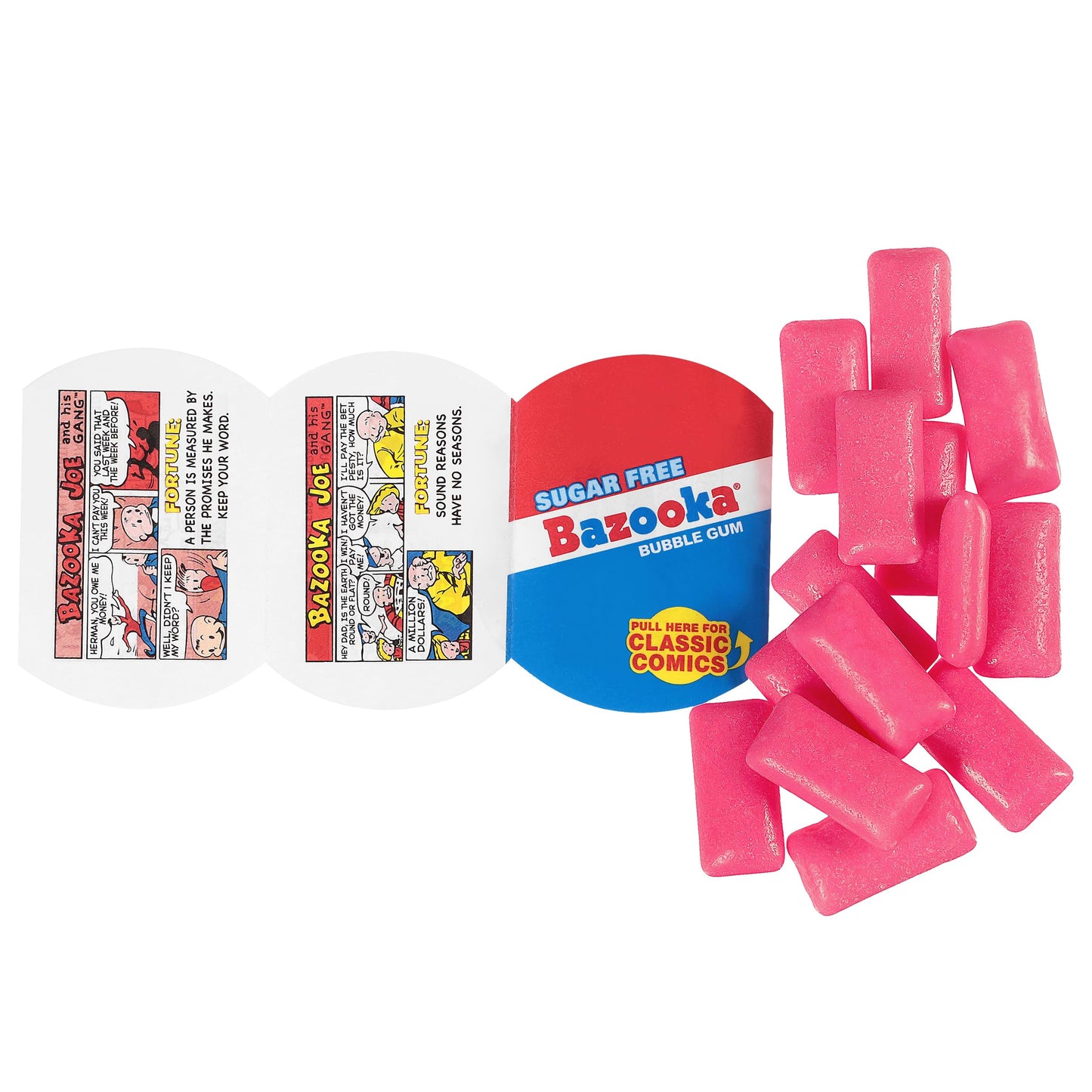 Bazooka Bubble Gum project pieces, Sugar-Free, 120 Ct, Pink Flavor, Resealable Bag, Model 20305