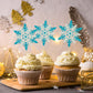 Gyufise 24 Pack Snowflake Cupcake Toppers Double Layers Silver And Blue Winter Frozen Theme Cupcake Picks Baby Shower Kids Birth