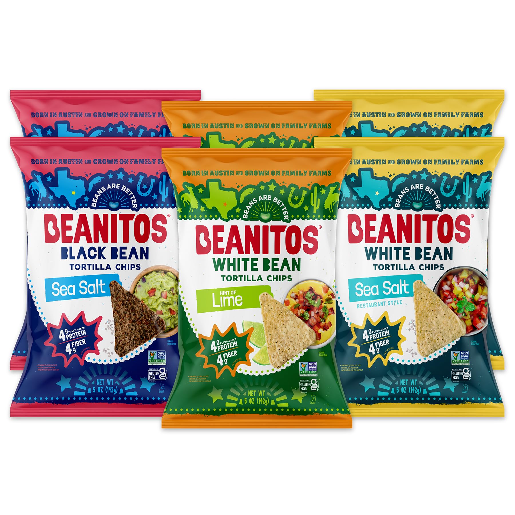 Beanitos Bean Chips - Variety Pack - (6 Pack) 5 oz Bag - White Bean Tortilla Chips and Black Bean Tortilla Chips - Vegan Snack w