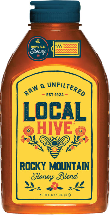 Local Hive Rocky Mountain Raw Unfiltered Honey 32Oz. 100% Us Honey Sourced From American Bees And Beekeepers.