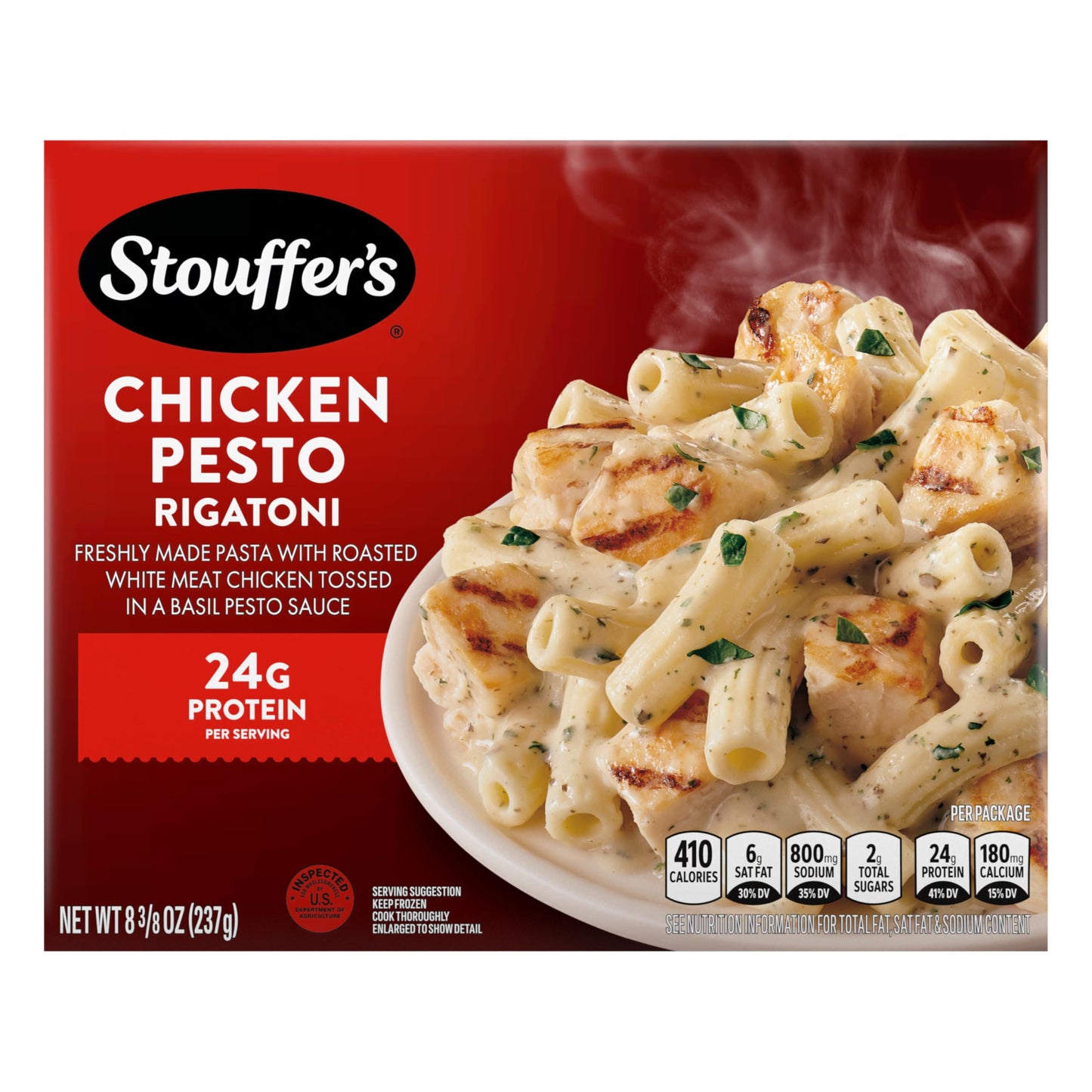Stouffers Chicken Pesto Rigatoni, Single Serve, Frozen Chicken Pasta, Oven or Microwave Dinners, Single Frozen Meals