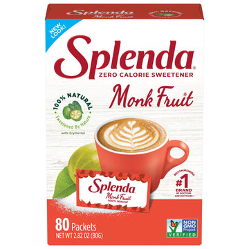 Splenda Naturals Monk Fruit Zero Calorie All Natural Sweetener Substitute, Keto Sugar Alternative (80 Count)