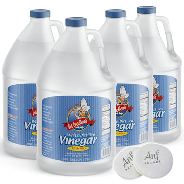 (4 Gallons) - Woeber's Natural Distilled White Vinegar, 5% Acidity, Safe For Cooking and Cleaning, Individual 1 Gal Jugs