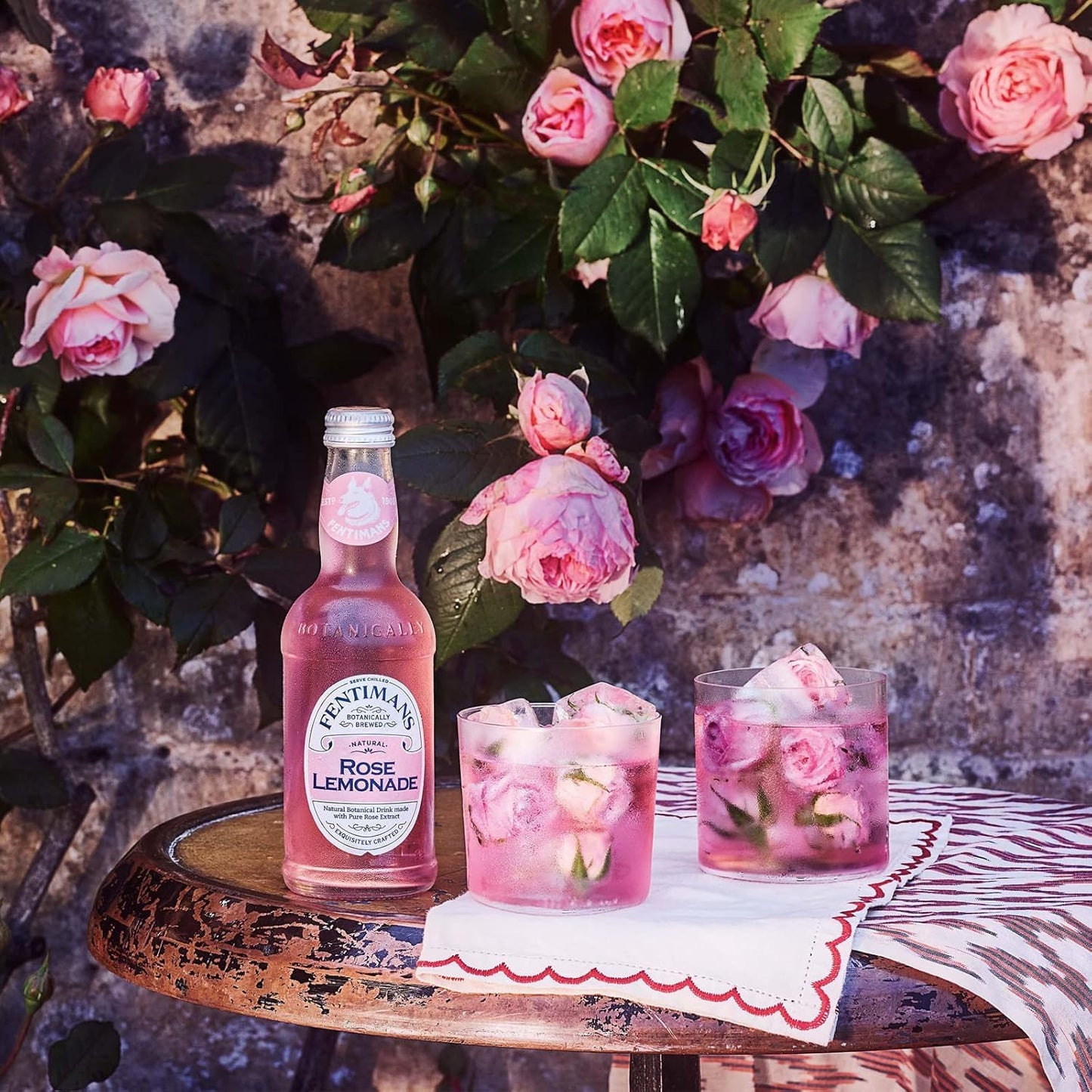 Fentimans Sparkling Rose Lemonade - Sparkling Pink Lemonade With Natural Ingredients & Pure Rose Extract, Mixer, Craft Soda, Botanically Brewed Lemonade - 9.3 Fl Oz (Pack Of 4)