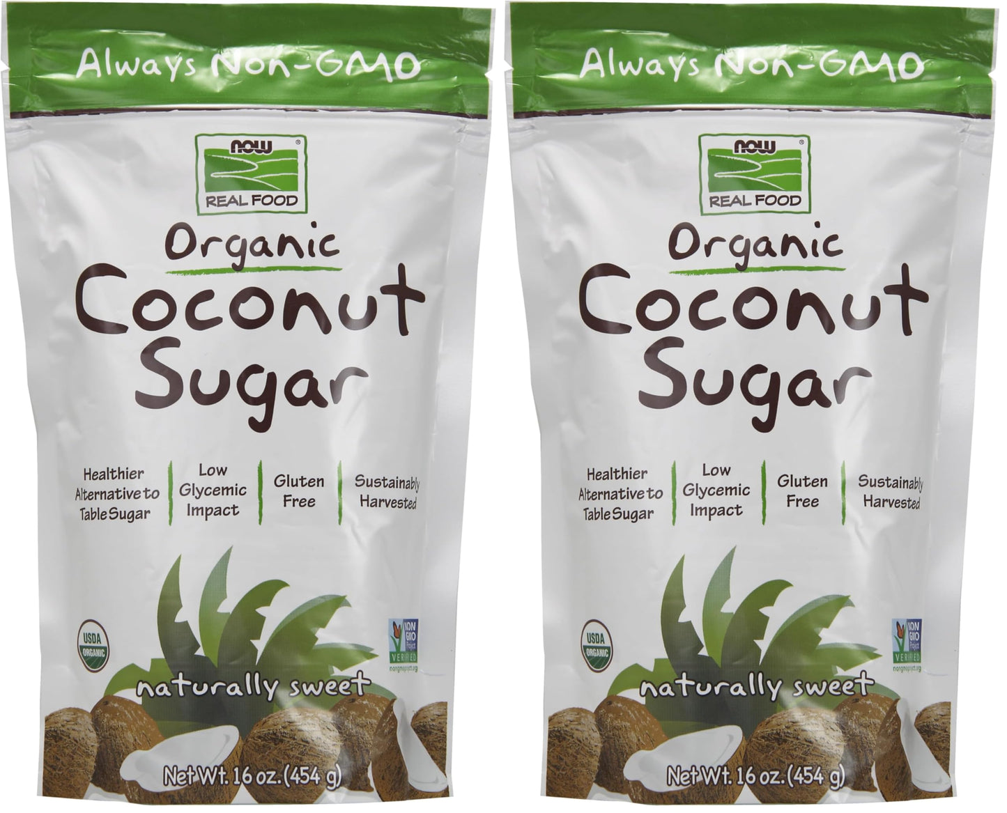 NOW Foods, Certified Organic Coconut Sugar, Alternative to Table Sugar, Low Glycemic Impact, from Sustainably Harvested Coconuts