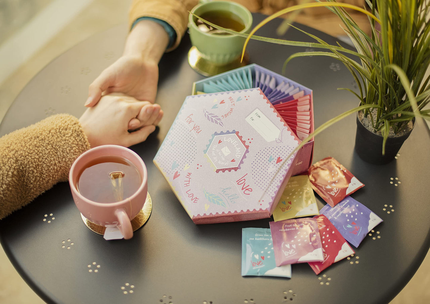 ACORUS | Loveland Tea Set | Natural Assorted Tea Hamper Box | Set of 6 flavors | Surprise your loved ones | Valentines box | Lar