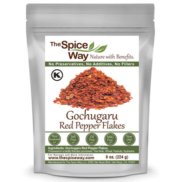 The Spice Way Gochugaru Korean Red Pepper Flakes - 8 Oz - Premium Quality Red Pepper Flakes & All-Natural Seasoning - Perfect In