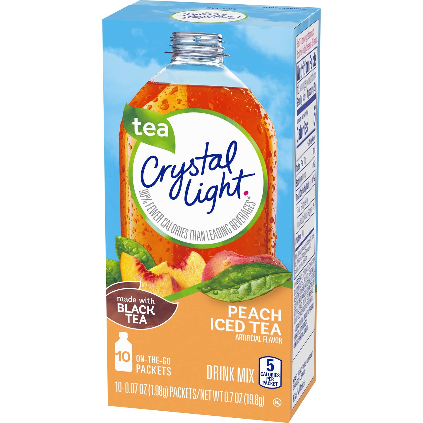 Crystal Light On-the-Go Peach Iced Tea Drink Mix, 10 Count (Pack of 8)