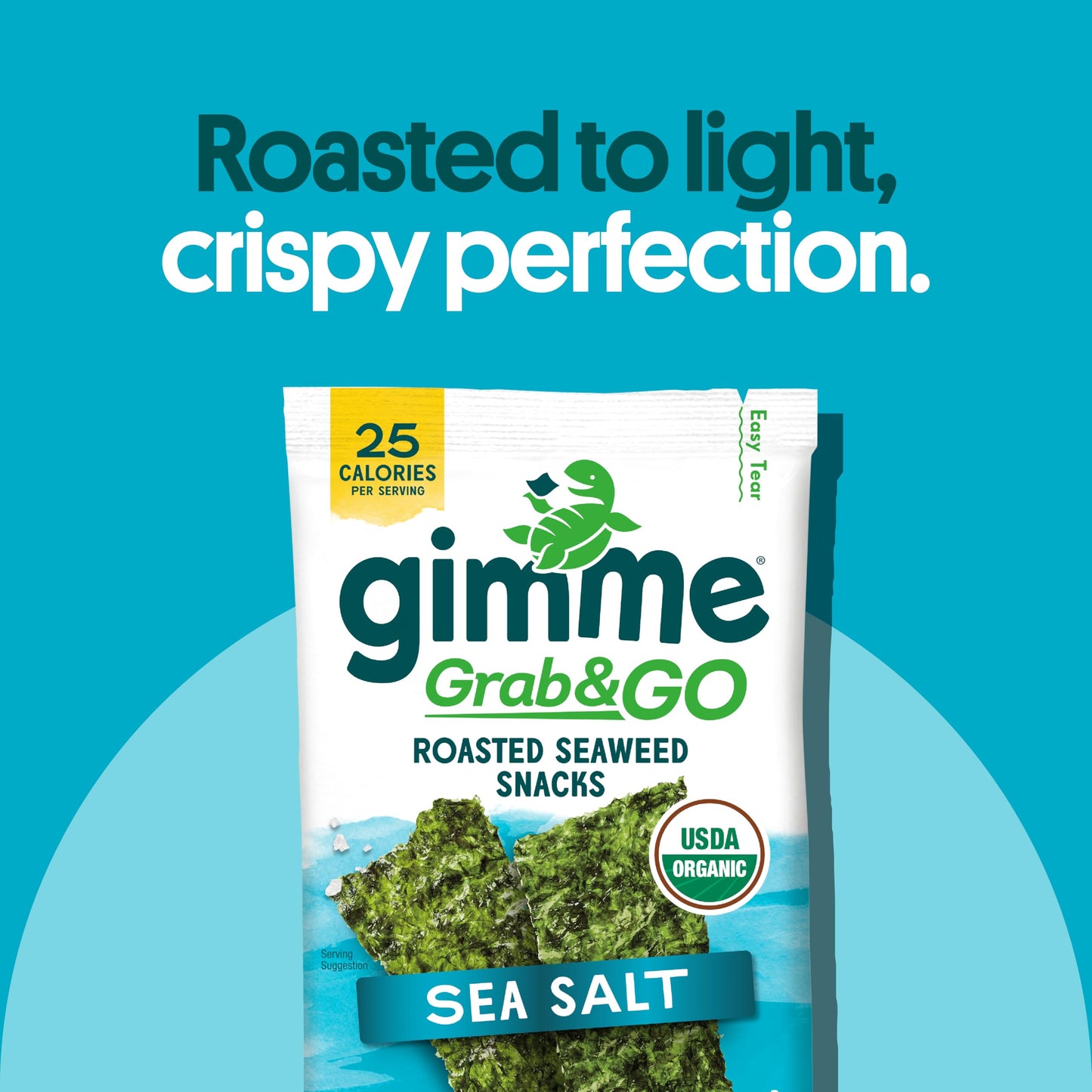 gimMe Organic Roasted Sea  Snacks, Sea Salt, 5 Count, Keto, Vegan, Gluten-Free, Great Source of Omega3s and Iodine