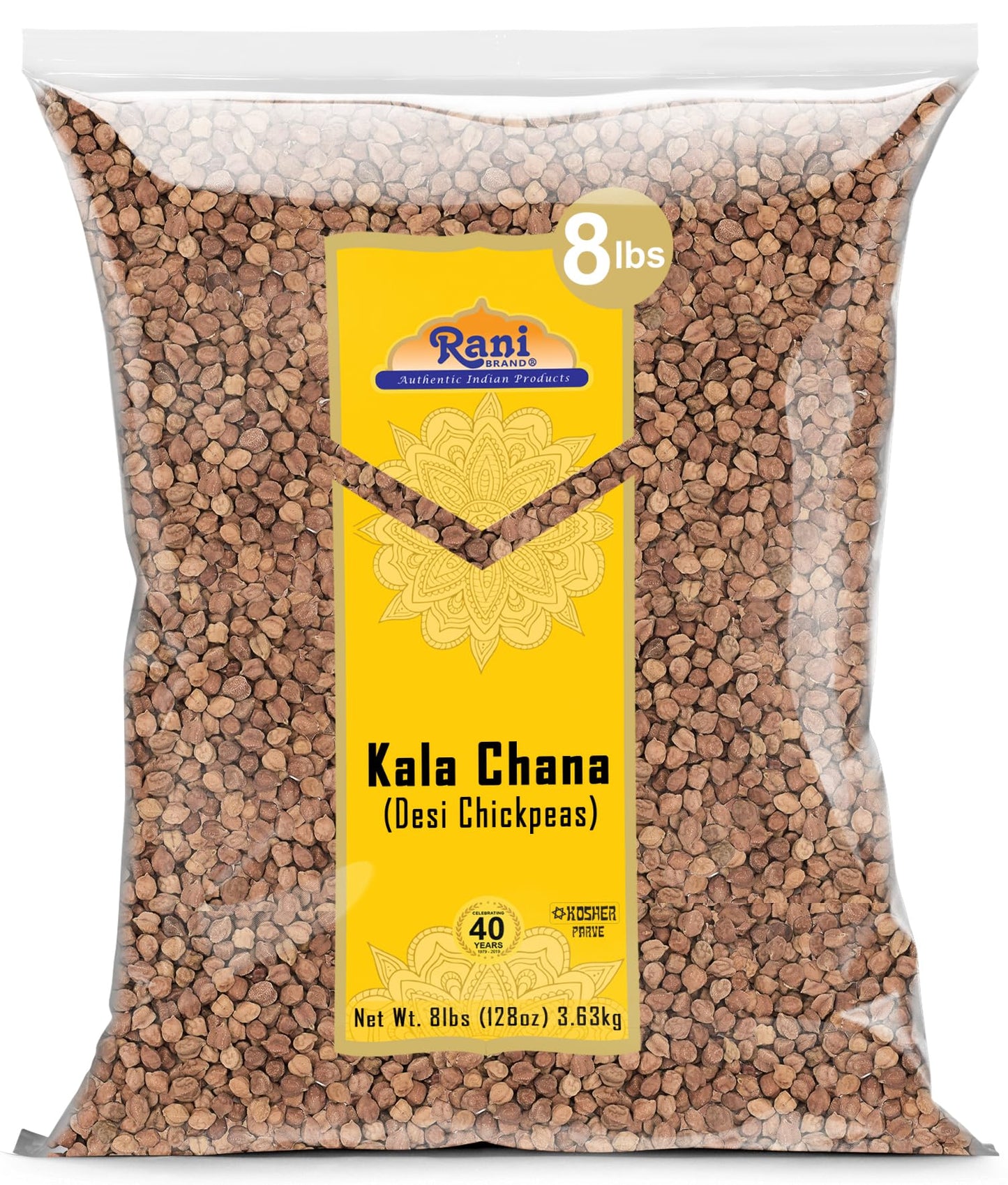 Rani Kala Chana (Desi Chickpeas Chana with skin) 128oz (8lbs) 3.63kg Bulk ~ All Natural | Gluten Friendly | NON-GMO | Kosher | V