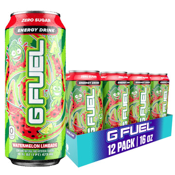 G Fuel Watermelon Limeade Energy Drink, 16 oz Can, 12-Pack Case