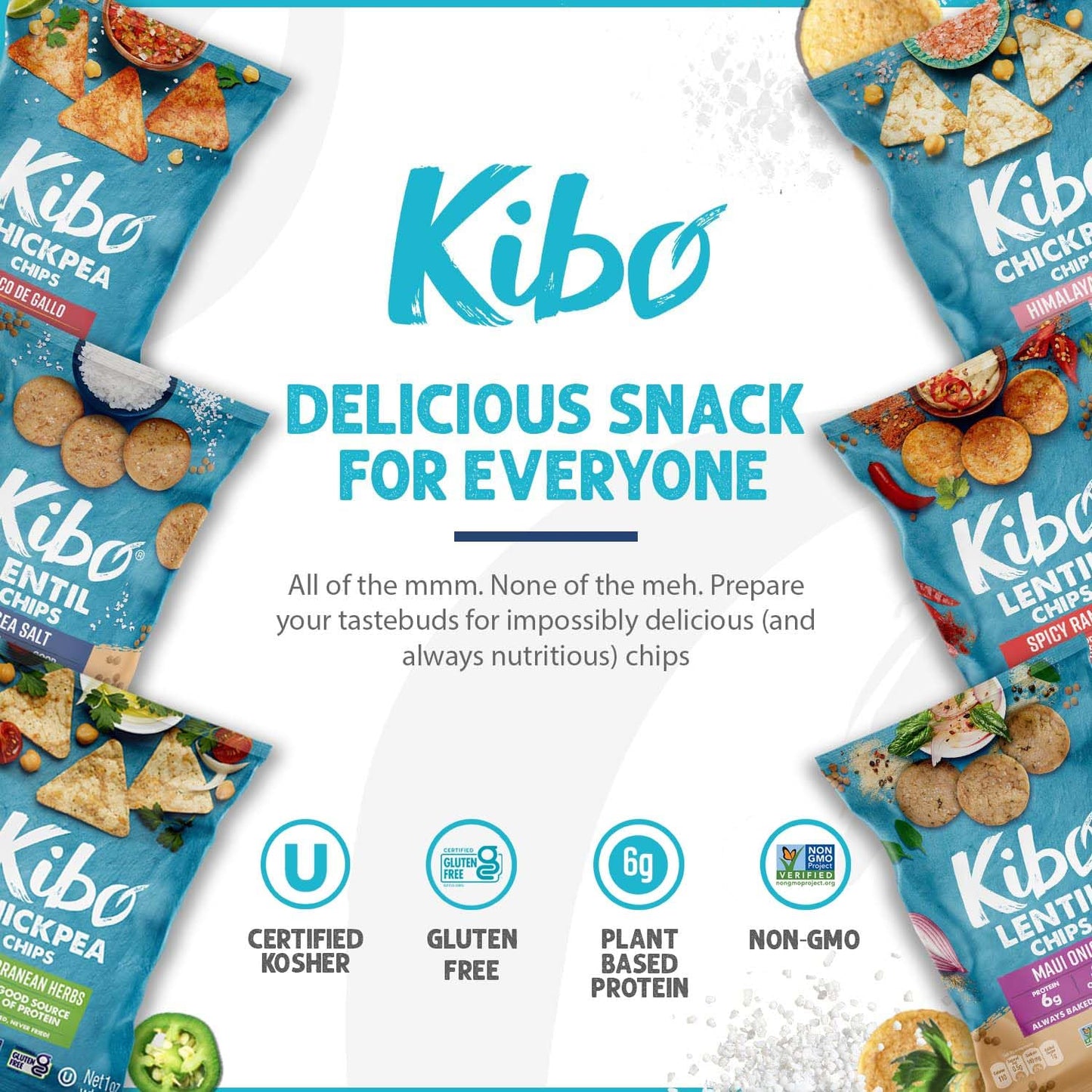 Kibo Chickpea & Lentil Chips Variety Pack: Savory, Plant-Based Protein Chips Nutritious, Vegan & Guilt-Free Snacking - Low-Carb,