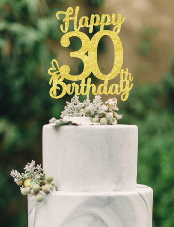 30 Birthday Cake Toppers-Gold Glitter, Thirty Cake Topper, 30 cake topper, 30th birthday decorations,30th Birthday Cake Topper, 