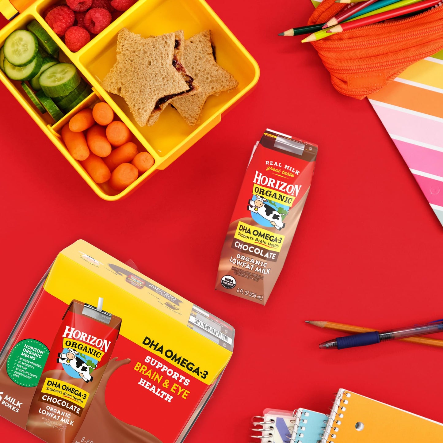 Horizon Organic Shelf-Stable 1% Low Fat Milk Boxes with DHA Omega-3, Chocolate, 8 fl oz, 18 Pack