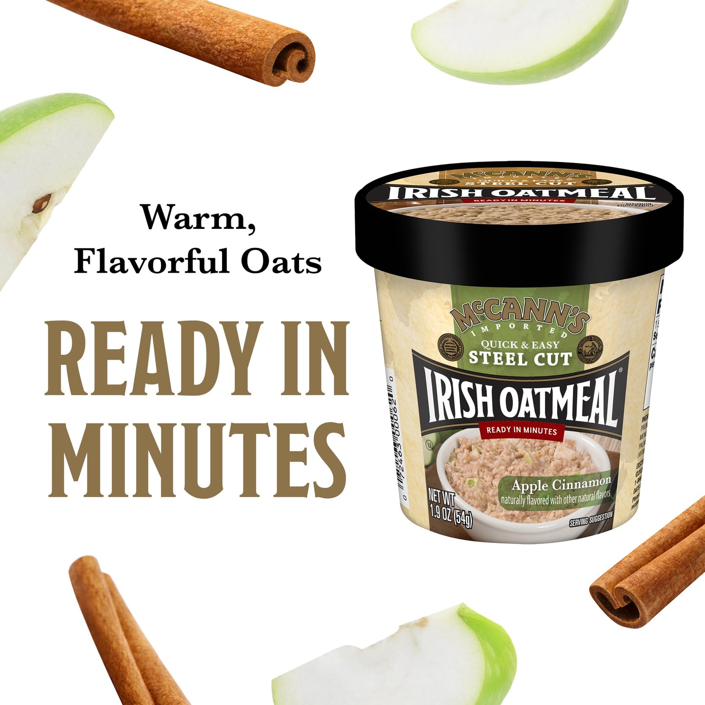 Mccanns Instant Oatmeal Cup Apple Cinnamon 1.9 Ounce (Pack Of 12)