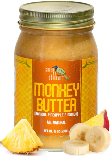 Green Jay Gourmet Monkey Butter - All-Natural Banana Butter with Pineapple & Mango - 19 Ounces, Gluten-Free