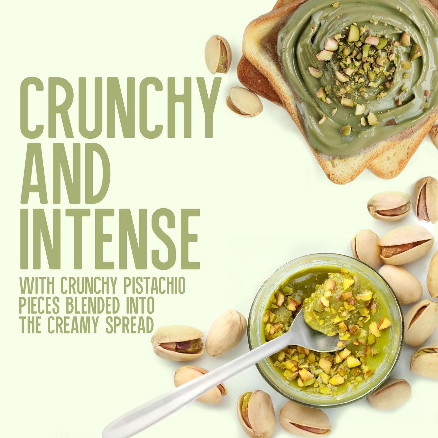 Dellabuona Crunchy Pistachio Cream - Premium Italian Pistachio Butter 12.34 Oz Glass Jar - Pistachio Cream For Dubai Chocolate,