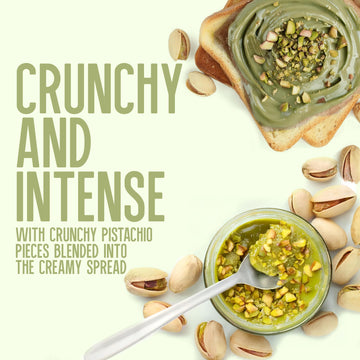 Dellabuona Crunchy Pistachio Cream - Premium Italian Pistachio Butter 12.34 Oz Glass Jar - Pistachio Cream For Dubai Chocolate,