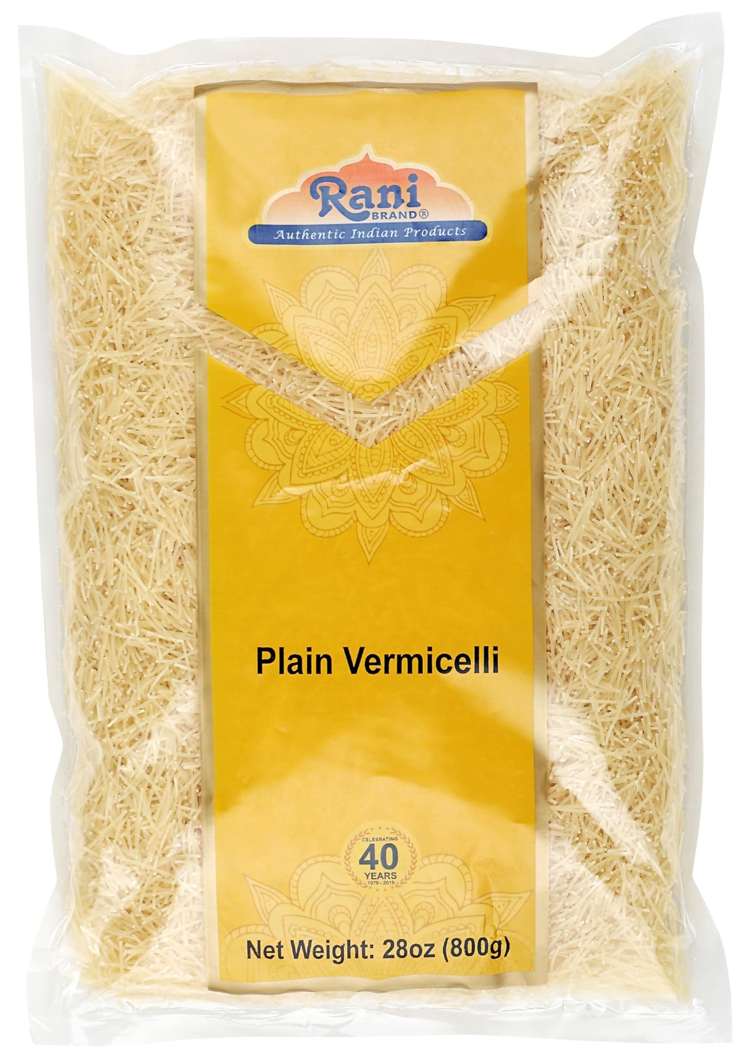 Rani Plain Vermicelli (Wheat Noodles) 28oz (1.75lbs) 800g ~ All Natural | Vegan | NON-GMO | Indian Origin