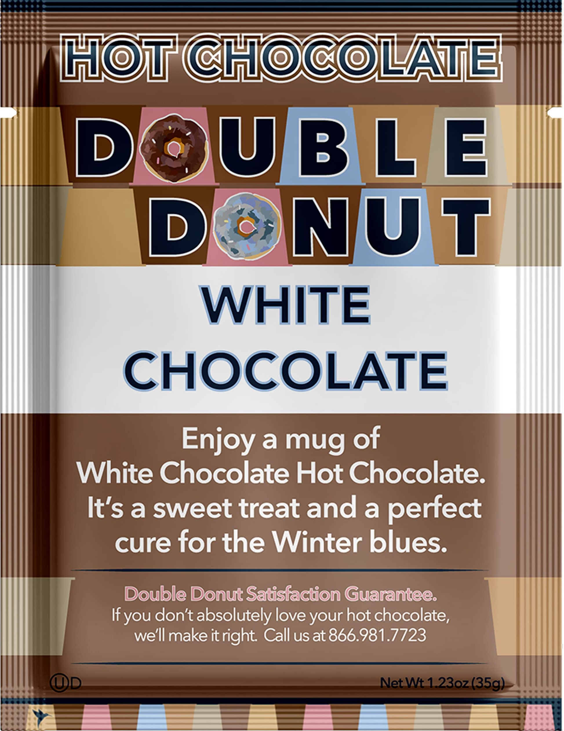Double Donut White Hot Chocolate Mix Packets, 18 Count, Flavored Cocoa Mix, White