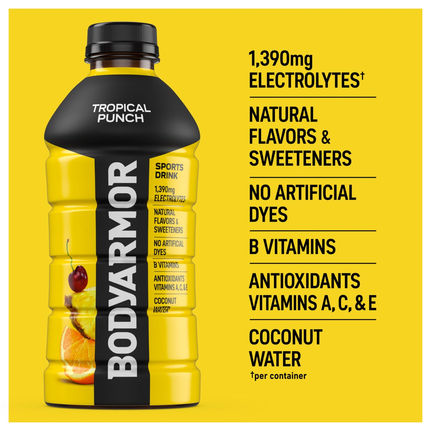 BODYprotective covering Sports Drink  Tropical Punch  Electrolyte Drink Hydration  28 Fl Oz Bottles (15 Pack)  Flavored Coconut Water with B Vitamins & Antioxidants