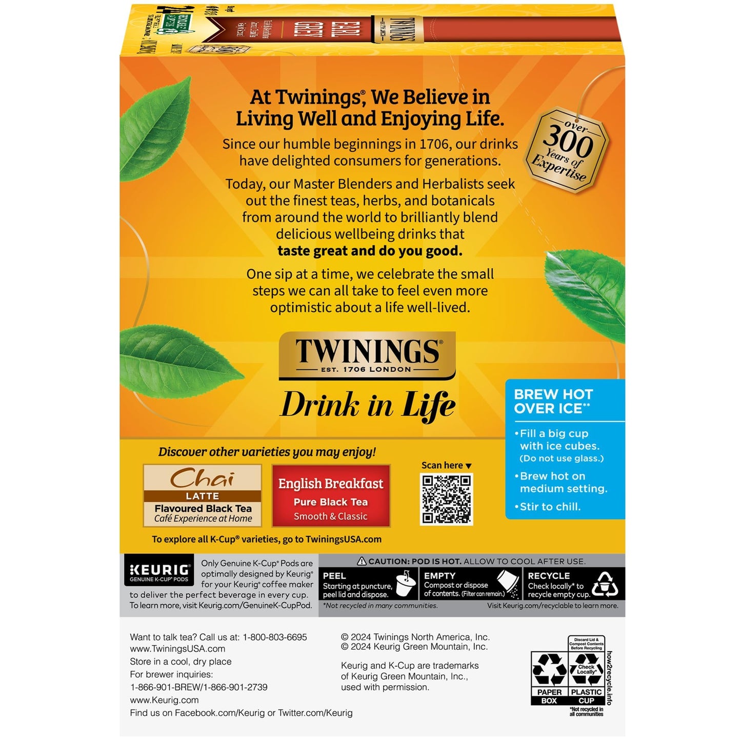Twinings Earl Grey K-Cup Pods for Keurig  Caffeinated Black Tea Flavoured with Citrus and Bergamot  24 Count (Pack of 4)