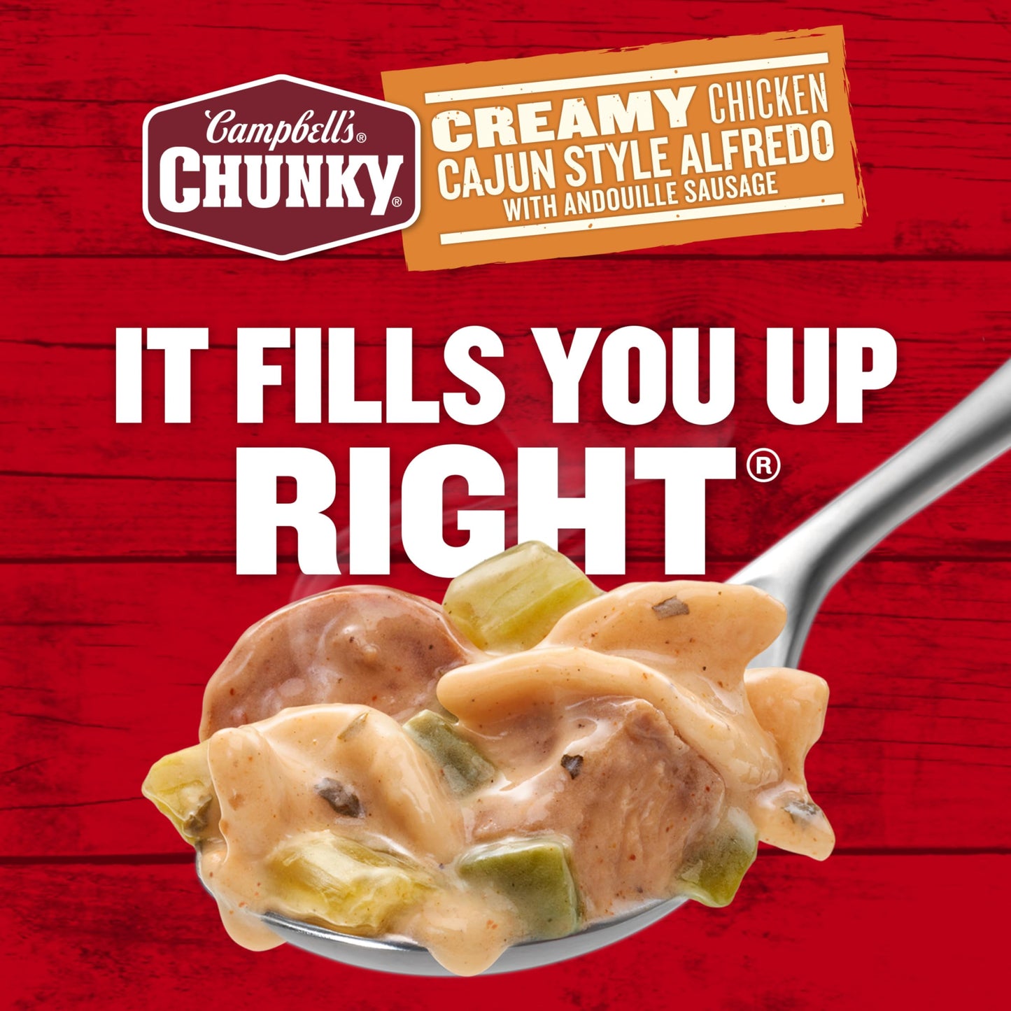 Campbell s Chunky Creamy Chicken Cajun Style Alfredo With Andouille Sausage Soup, 18.8 oz Can (12 Pack)