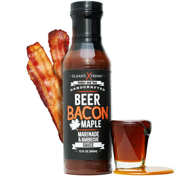 Elijahs Xtreme BBQ Sauce - Beer Bacon Maple Marinade, Small Batch, 24.79 cm Height
