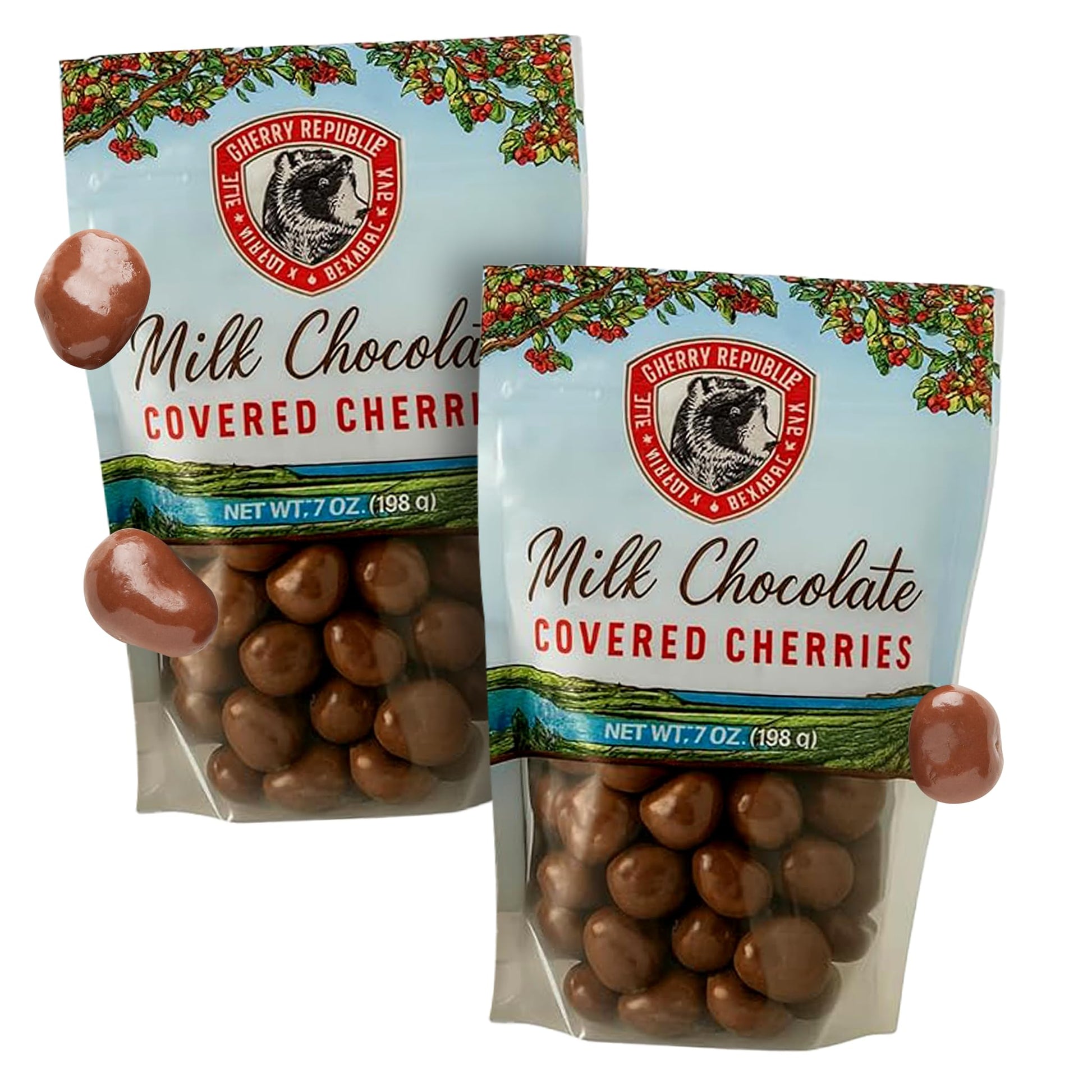 Cherry Republic Milk Chocolate Covered Cherries - Michigan Montmorency Dried Tart Cherries With Milk Chocolate - Two 7 Oz. Bags