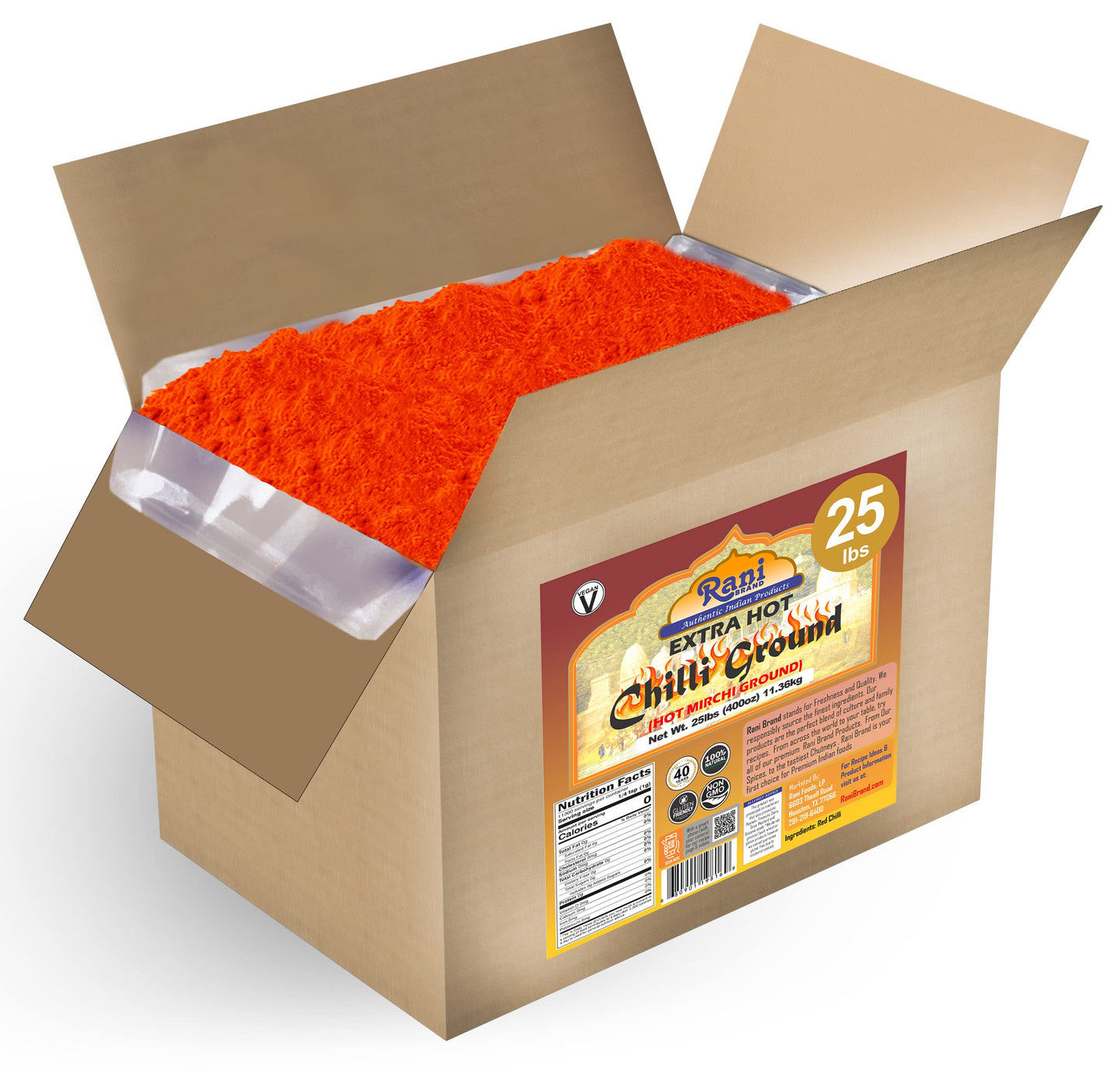 Rani Extra Hot Chilli Powder Indian Spice 400oz (25lbs) 11.36kg Bulk Box ~ All Natural | No Color added | Gluten Friendly | Vega