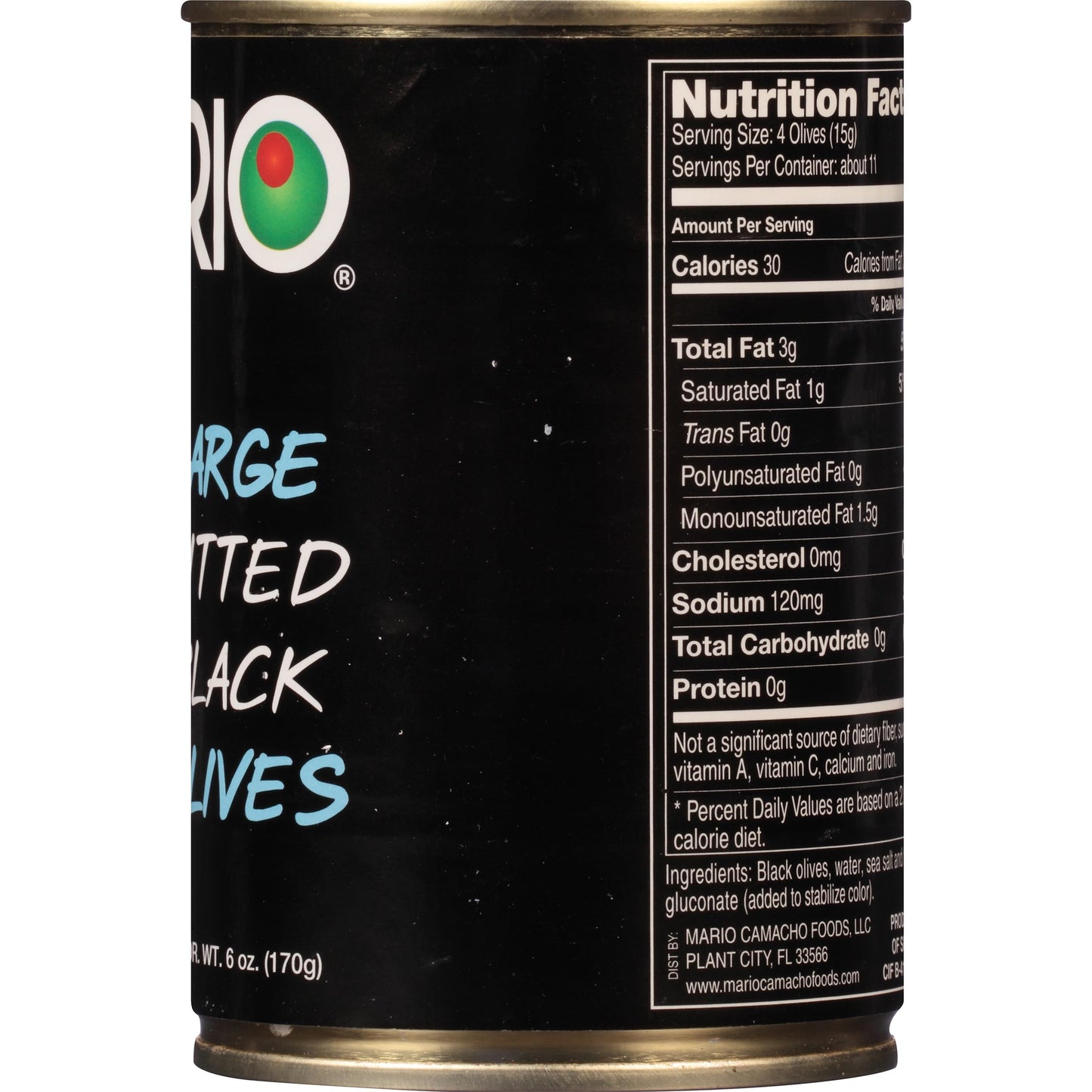 Mario Camacho Foods Black Olives, Large Pitted, 6.0 Ounce (Pack Of 12)